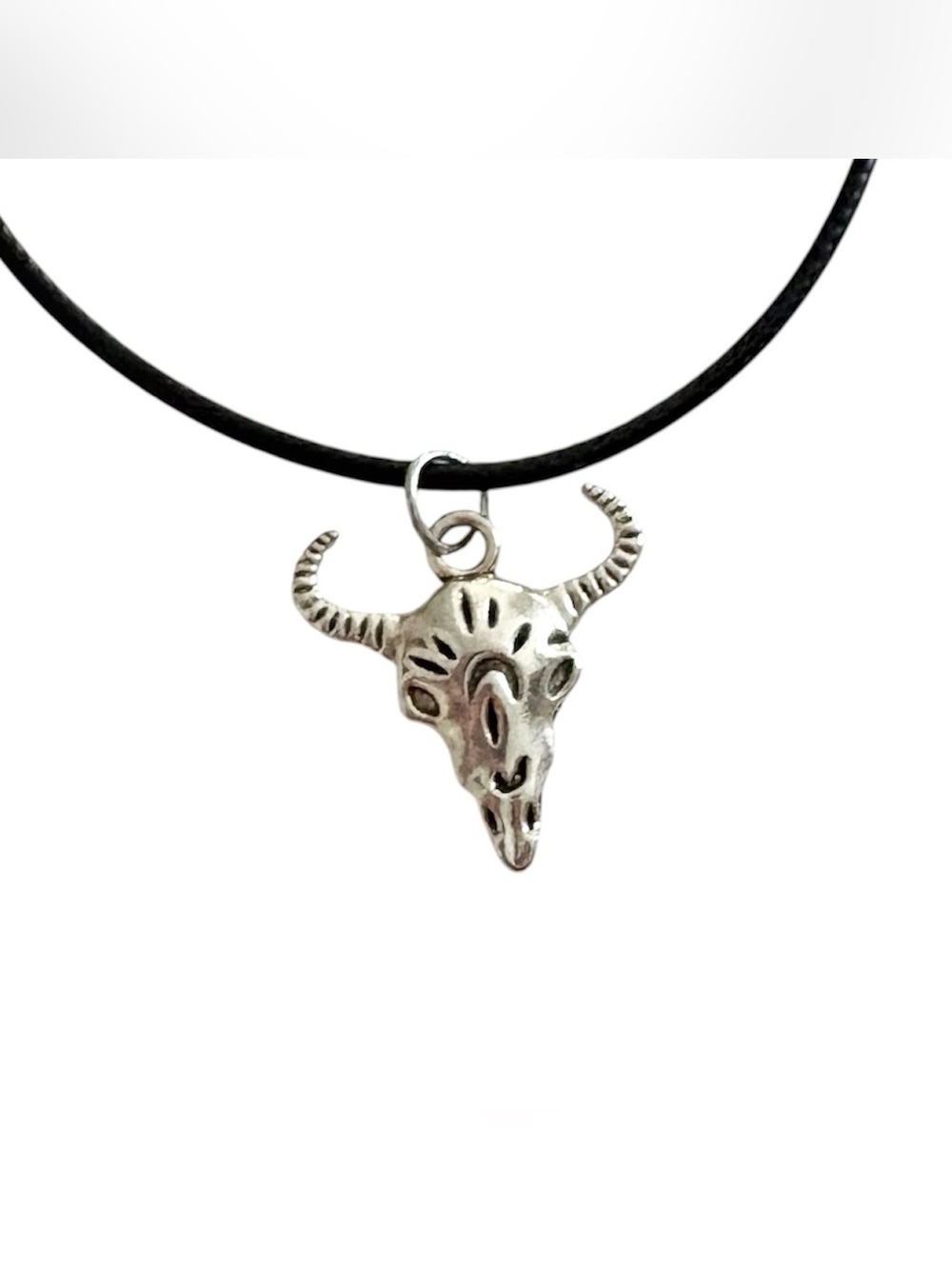 Silver Bull Skull Pendant Necklace